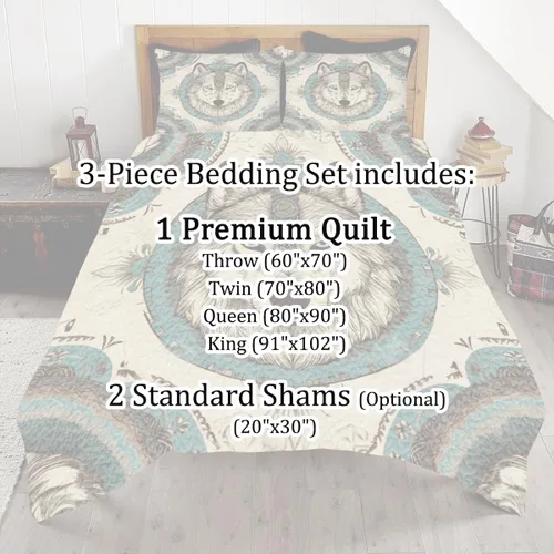 Vista 5 de Edredón de lobo personalizado, diseño nativo de ojos azules, tamaño matrimonial, juego de edredón de tamaño King, decoración para habitación