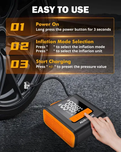 Vista 3 de AUXBEAM Inflador de neumáticos de la serie H4, compresor de aire portátil, 150PSI 2 en 1, inflador de neumáticos de automóvil, portátil, 4 modos