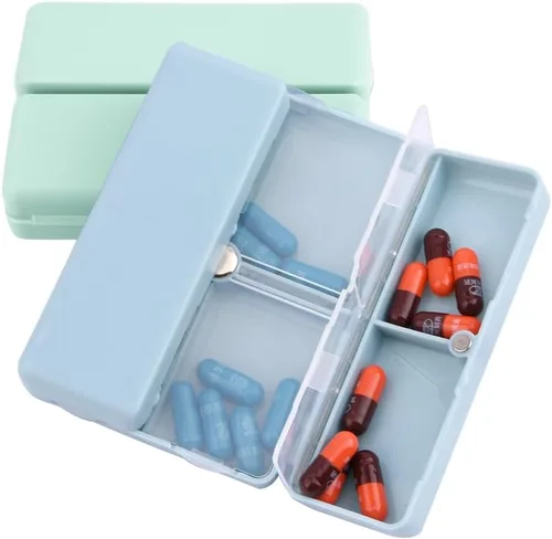 Vista 9 de Xiaokeis Organizador de píldoras, organizador de píldoras de viaje, farmacia de bolsillo con diseño de 7 compartimentos, dispensador de píldoras