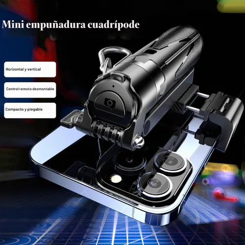 Vista 4 de Mini trípode para selfie, 3 en 1, mini trípode extensible para teléfono with Detachable Remote Pocket Size, Phone Grip, 10m Wireless Shutter, Vlog