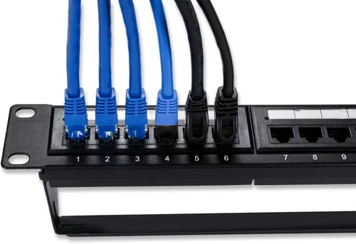 Vista 4 de QSFPTEK Panel de conexión de 24 puertos, alimentación UTP Cat6, Panel de conexión de red IDC dual de 19 pulgadas, panel de conexión Ethernet