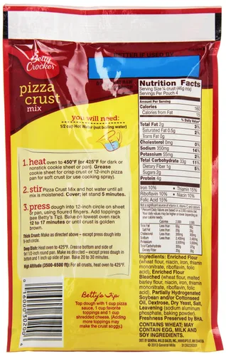 Vista 4 de Betty Crocker, Mezcla de masa de pizza, 6.5 onzas, paquete de 9