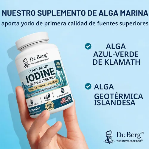 Vista 6 de Dr. Berg Yodo a base de plantas de algas marinas islandesas Sin OMG 90 Sin Algas Rojas