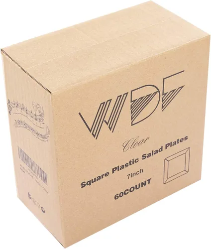 Vista 7 de WDF 60 platos de plástico transparente – Platos cuadrados desechables para postre/ensalada – Plato de plástico de 7 pulgadas para aperitivos de boda
