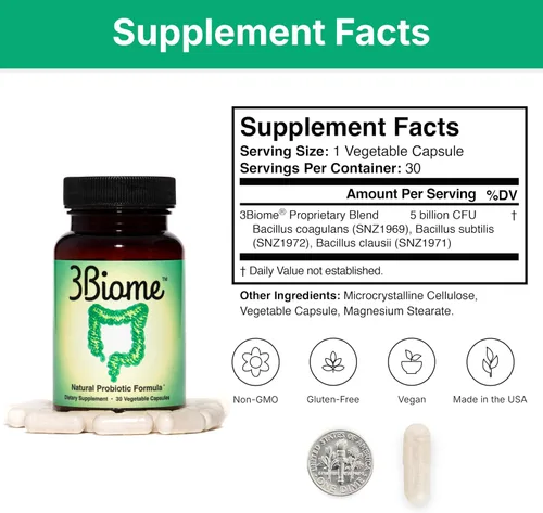 Vista 10 de 3Biome - Suplemento probiótico natural - Sin GMO, vegano, sin gluten