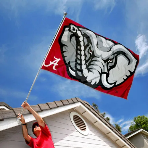 Vista 2 de College Flags & Banners Co. Bandera grande de cabeza de elefante de Alabama Crimson Tide 3x5