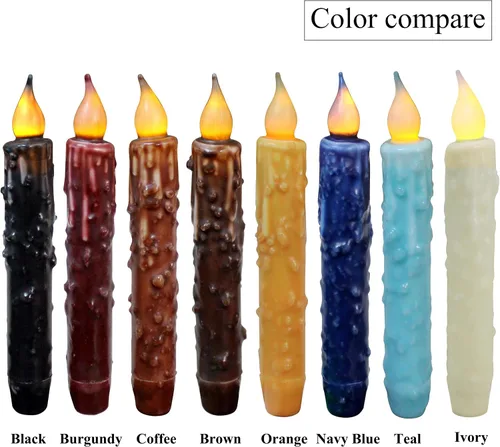 Vista 7 de CVHOMEDECO. Velas de cera real sumergidas a mano, funciona con pilas, temporizador, velas cónicas sin llama primitivas del país, 6-3/4 pulgadas