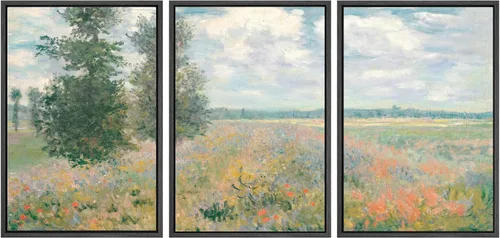 Vista 28 de SIGNWIN Lienzo enmarcado para pared, juego de arte de campos pastorales, flores silvestres, campo rústico, paisaje, floral, ilustraciones modernas