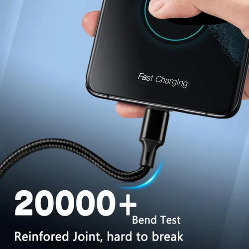 Vista 5 de cugunu Cable USB C a USB C, paquete de 5 cables de carga rápida de 60 W, 3 Negro