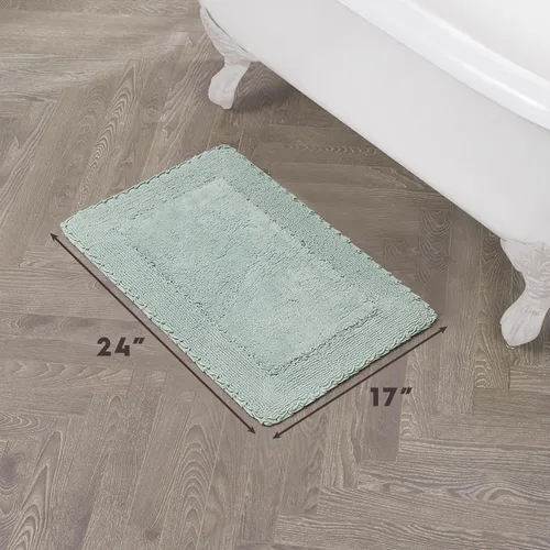 Vista 2 de Laura Ashley Ruffle tapete para baño de algodón de 17 x 24 pulgadas
