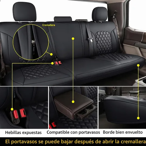 Vista 4 de Huidasource Tundra - Fundas de asiento de automóvil impermeables para la parte delantera y trasera, de cuero, protector de cojín de asiento Juego