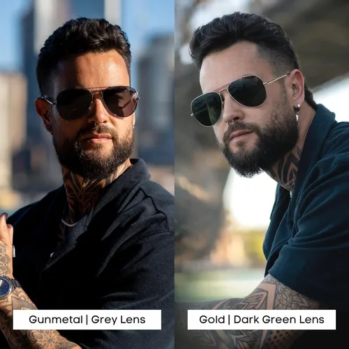 Vista 5 de PRIVEL Gafas de sol polarizadas clásicas de aviador de tamaño XXL, 5.906 in para hombres de cabeza ancha y grande, gafas ultraligeras UV400