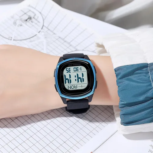 Vista 5 de Relojes para hombre Moda tendencia negro multifunción impermeable reloj LED digital cronógrafo suave silicona correa cuadrado relojes