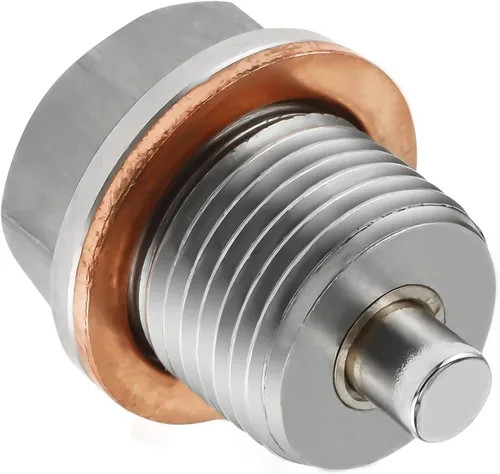 Vista 8 de Tapón magnético de drenaje de aceite de acero inoxidable M12 x 1.5, bandeja del motor con arandela de cobre e imán de neodimio, compatible