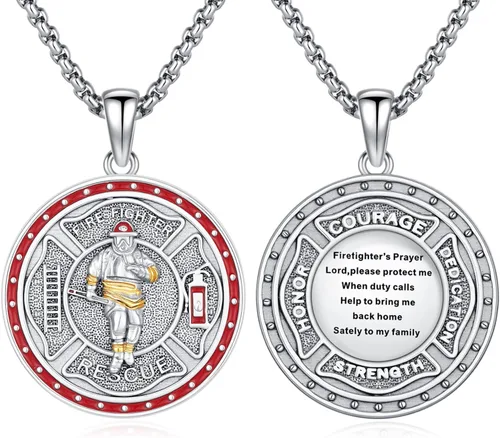 Vista 29 de Collar de amuleto de medalla de San Patrono de plata/oro de 14 39A-St Peregrino-Plata