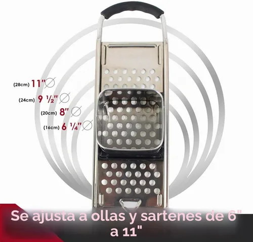 Vista 7 de Spaetzle Maker de acero inoxidable de alta calidad con mango de agarre cómodo, colador de araña de acero inoxidable, cuchara espumadora, colador