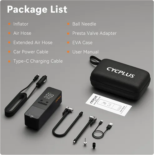 Vista 8 de CYCPLUS Inflador de Neumáticos Compresor de Aire Portátil - Bomba de Aire Inalámbrica de 150 PSI con Medidor Digital de Presión de Neumáticos