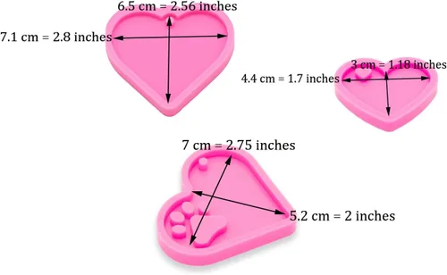 Vista 5 de 3 piezas de moldes de silicona de resina brillante con huella de pata para hacer llaveros DIY, molde de epoxi en forma de corazón con anillo