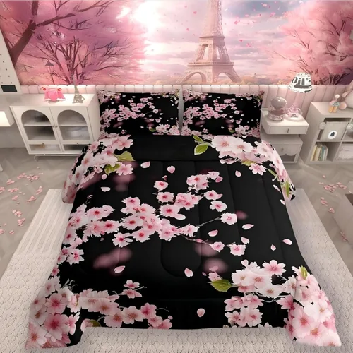 Vista 45 de Erosebridal Juego de ropa de cama de guepardo con rosa roja, juego de edredón con estampado de leopardo y gato, edredón romántico de plumón, Multi 03