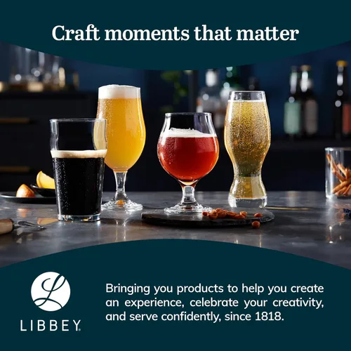 Vista 6 de Libbey Crafts Brew Juego de Vasos de Cerveza Tulipán Belga, Elegante Juego de Vasos de Cerveza Belga de 6 para Cerveza Belga, Juego de Regalo Apto