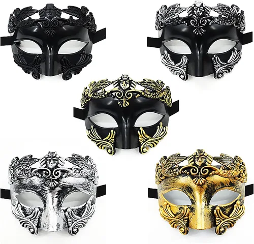 Vista 2 de Wellcalmly Máscara de mascarada para hombre, máscara veneciana romana griega para Mardi Gras, baile de máscaras, Halloween, fiesta de graduación