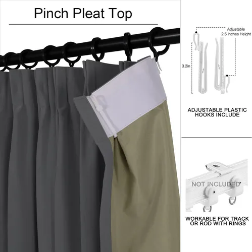 Vista 2 de Fcosie Cortinas opacas de terciopelo gris oscuro de 84 pulgadas de largo Cortinas plisadas Cortinas extra anchas de cine en casa Cortinas 100%