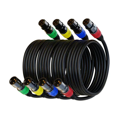 Vista 14 de 25 pies de cable de micrófono XLR 2Pack - 3 pines macho a hembra bañados en oro, compatible con micrófonos, sistemas de altavoces, iluminación