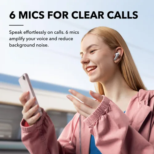Vista 6 de soundcore Liberty series ANC Earbuds, Dolby Audio, Liberty 4 NC, Transparente Color blanco Blanco transparente