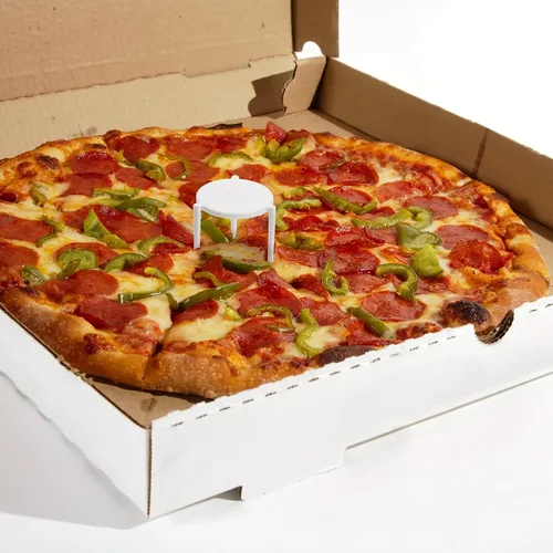 Vista 6 de ZEAYEA 600 piezas de soporte para guardar pizza, apilamiento de plástico para pizza de mesa, protector de pizza blanca desechable para contenedor