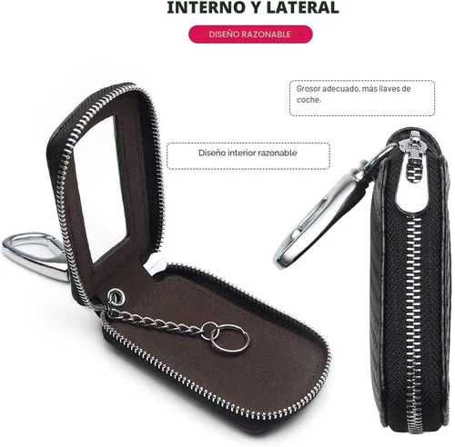 Vista 3 de Funda Universal Premium para Llavero de Coche de Cuero Genuino Portador de Llavero Inteligente de Coche para Llavero Remoto