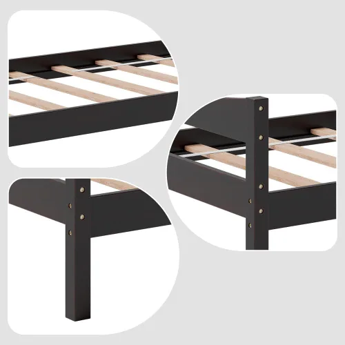 Vista 6 de NAFORT Marco de cama de madera de tamaño individual, base de cama con cabecera y estribo, marcos de cama para niños y niñas, base de colchón
