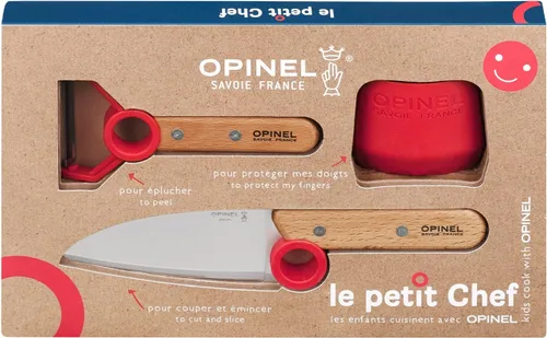Vista 9 de OPINEL Le Petit Chef - Juego completo de cocina de 3 piezas, cuchillo de chef con punta redondeada, protector de dedos, pelador, para niños