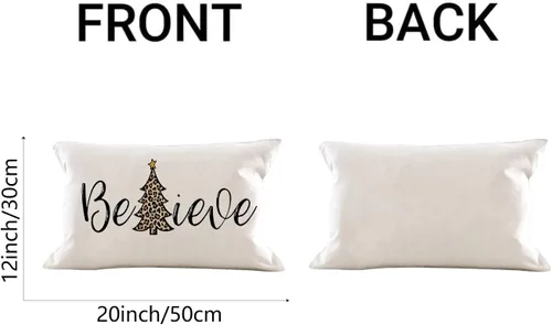 Vista 5 de AOFANGGO Funda de almohada de Navidad de 12 x 20 pulgadas, decoración navideña de árbol de leopardo, funda de cojín rústica para cama, silla, sofá