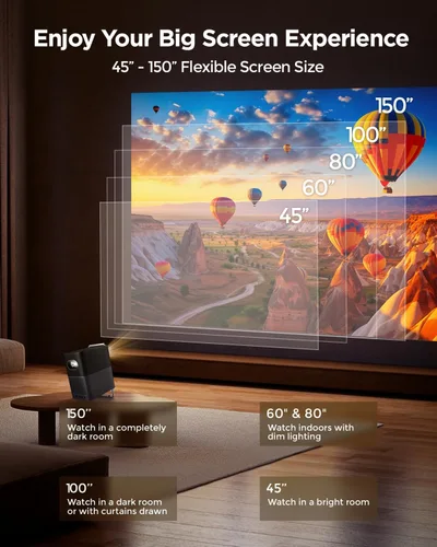 Vista 8 de TCL Proyector inteligente A1s compatible con 4K, compatible con Google TV y Netflix, WIFI y Bluetooth, enfoque automático Keystone, Native 1080p