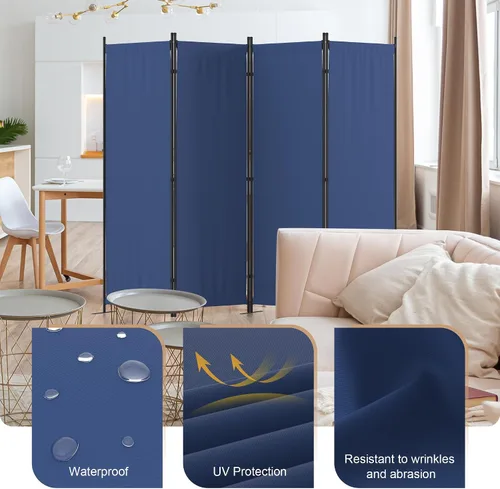 Vista 4 de GOJOOASIS Divisores de habitación, pantallas de privacidad plegables de 4 paneles (2 x azules)