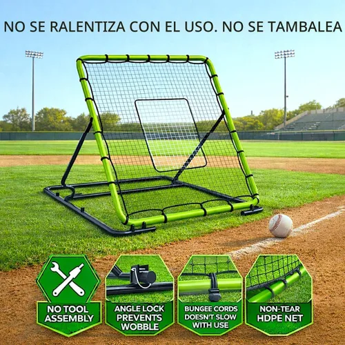 Vista 3 de Red de Rebote de Béisbol 4x4.5 Pies Entrenador Pitchback Red de Fildeo de Rebote para Béisbol y Softbol Práctica en Solitario de Rebote con 3