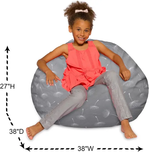 Vista 2 de Posh Creations - Sillón puff para niños, adolescentes y adultos, incluye funda extraíble y lavable a máquina, tamaño grande de 38 pulgadas, lona