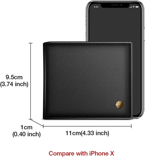 Vista 9 de LAORENTOU Billeteras de cuero genuino para hombre, billeteras plegables con cremallera, bolsillo para monedas, casual, cartera delgada