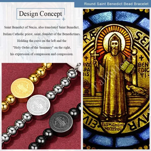 Vista 2 de FaithHeart Pulsera de cadena para hombre acero inoxidablechapado en oro de 18 quilates pulsera de cruz cristiana joyería religiosa que puede grabar