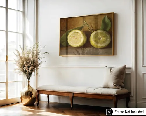Vista 3 de Poster Master Impresión de pintura de limones vintage, póster retro de frutas, arte de alimentos y bebidas, diseño de pared de naturaleza muerta