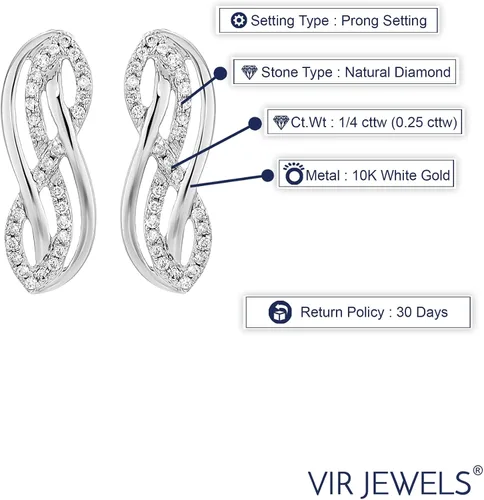 Vista 2 de Aretes de diamantes de 14 cttw en oro blanco de 10 quilates, Oro blanco Diamante, Diamante