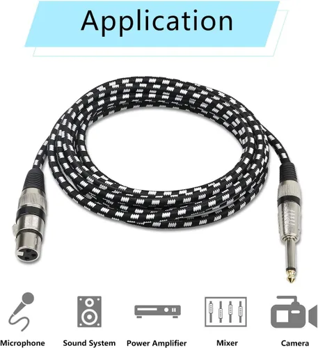 Vista 6 de Cable de micrófono XLR hembra a cables TS de 1/4 de pulgada, cable TS a XLR XLR hembra a TS macho desequilibrado, conectores chapados en oro - 6