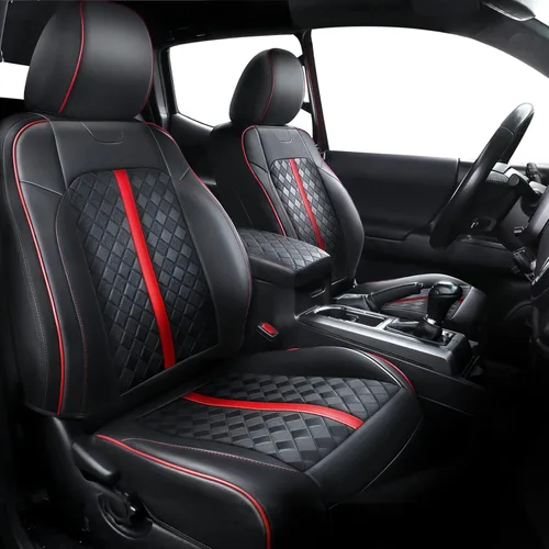 Vista 14 de Carlimeki Fundas de asiento personalizadas para Tacoma 2005 2006 2007 2008 2009 2010 2011 2012 2013 2014 2015 Crew Cab 2ª Gen Tacoma Base