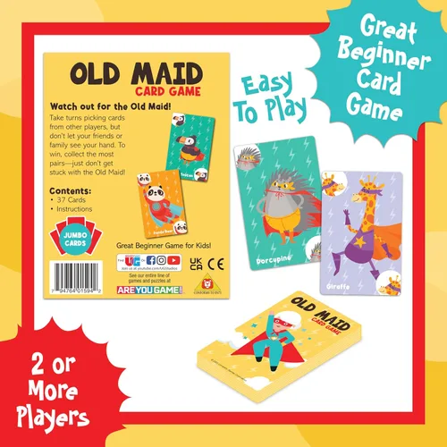 Vista 6 de University Games Juego de cartas Vieja Soltera - Tamaño Jumbo, Tarjetas de personajes coloridas para niños de 4 años en adelante, juego divertido