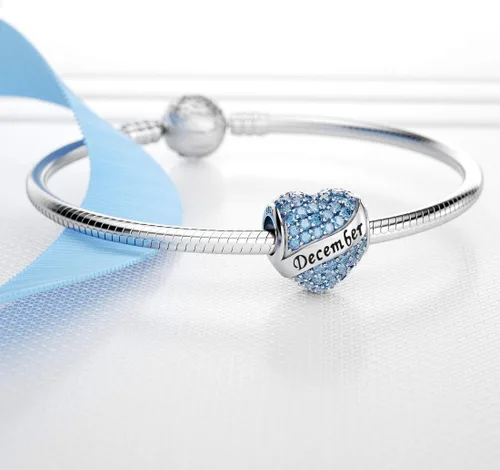 Vista 2 de Abalorio Dalaran de plata de ley 925 con forma de corazón, para brazalete, feliz cumpleaños, para mujer