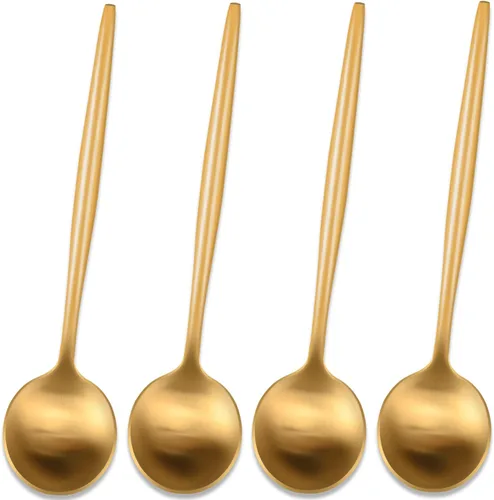 Vista 20 de 5.1 Pulgadas Cuchara de Té Satinada Negra SS18/10, Juego de 4 Mini Cucharas de Café de Acero Inoxidable, Cuchara de Té Pequeña, Cucharas Demitasse