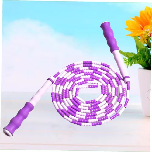 Vista 2 de PartyKindom Skipping Rope Lightweight Beaded Jump Rope for Men Women Fitness Training Anti-slip Handles Purple