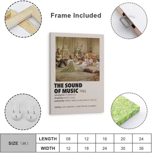 Vista 4 de CLBCIHWFN The Film Sound of Music - Pósteres artísticos musicales de cine retro para habitación, estética y arte de pared, póster de decoración