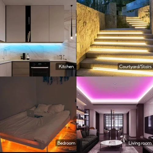 Vista 7 de GIDERWEL Tira de luz LED RGBW, 16.4 pies RGB + Blanco Frío SMD5050 Tiras LED flexibles de 12V 300LEDs, Tira de luz LED de cambio de color mixto