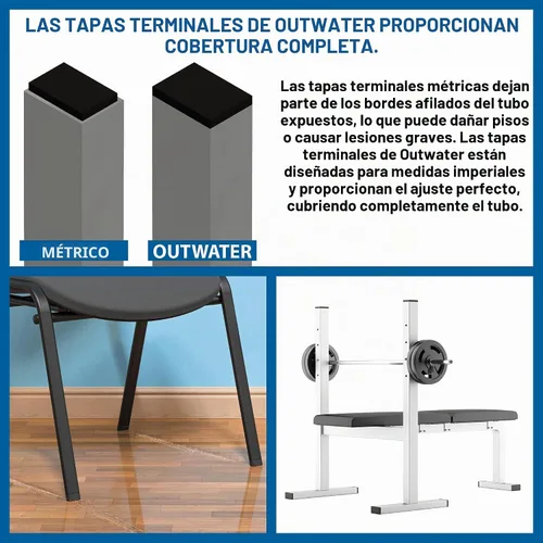 Vista 5 de Outwater Tapones rectangulares de plástico de 1-1/2 x 3 pulgadas para tubos, tapón de acabado para silla de tubo rectangular, protector de suelo, se